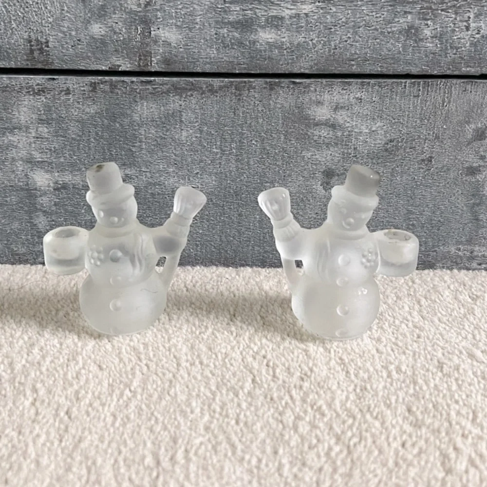 Williams Sonoma Snowman Tiny Taper Candle Holders